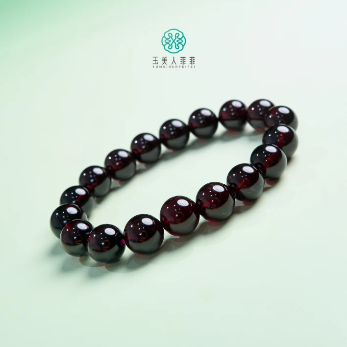 石惑珠宝^石榴石单圈-圆珠手串约11mm#多样性发一