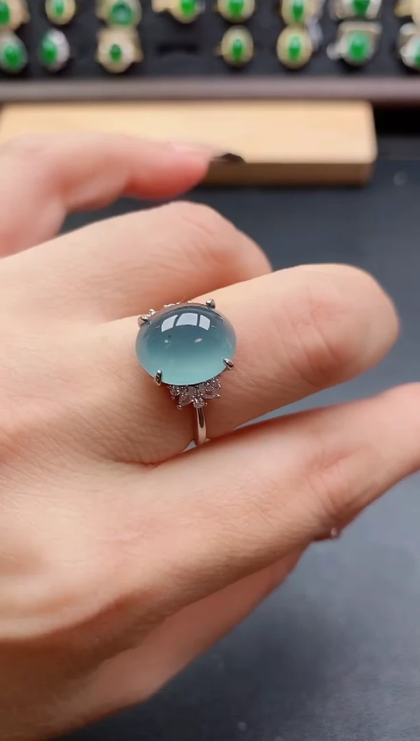 银S925镶嵌戒指翡翠1