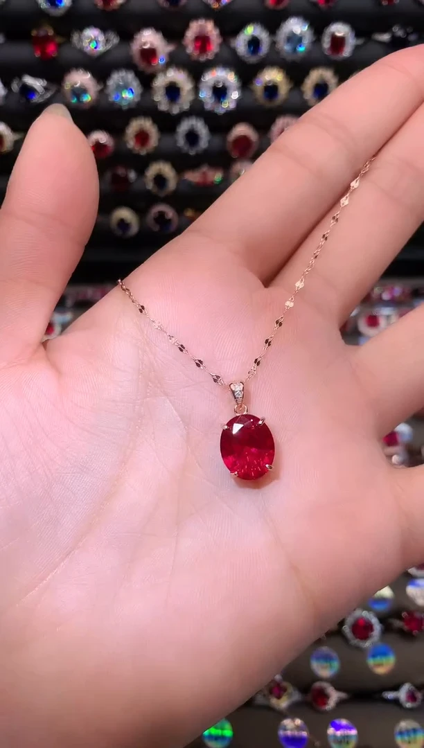 【闪购商品】红宝石颈饰银S925镶嵌1012玫瑰金