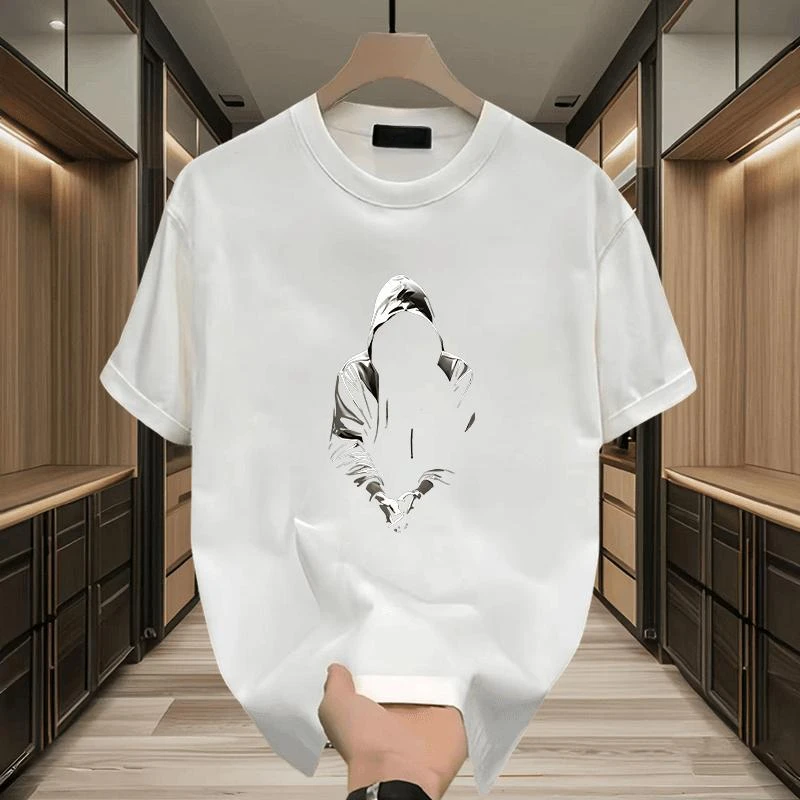 【宽松印花休闲上衣】仓石一树青少年夏季纯棉短袖T恤男士透气半袖