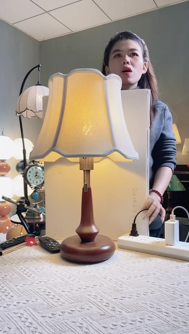 草藤柳编高级八方来财实木台灯