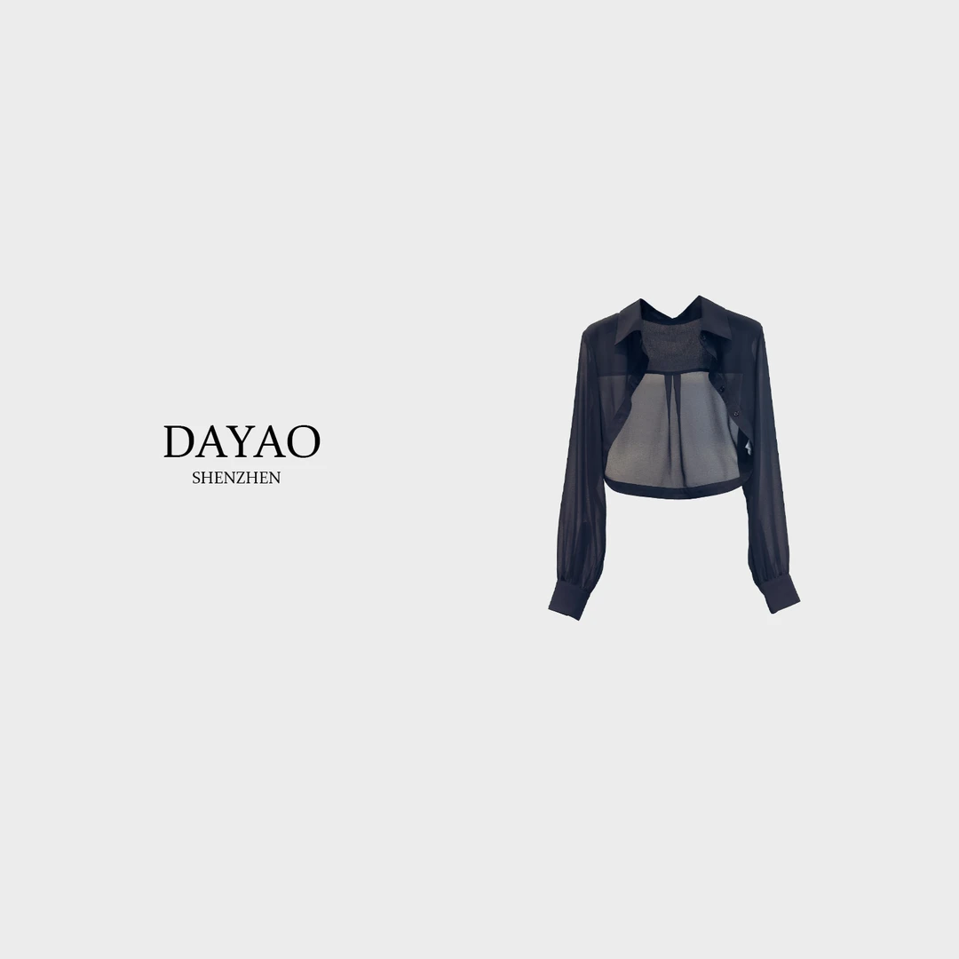 「DAYAO」24s开衫长袖时尚黑色短外套秋季宽松型薄款 WYS25221