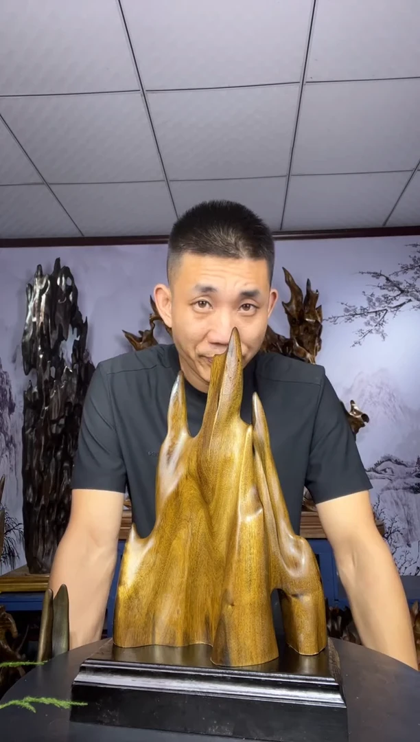 金丝楠木雕款饭*子金丝楠木工艺品摆件