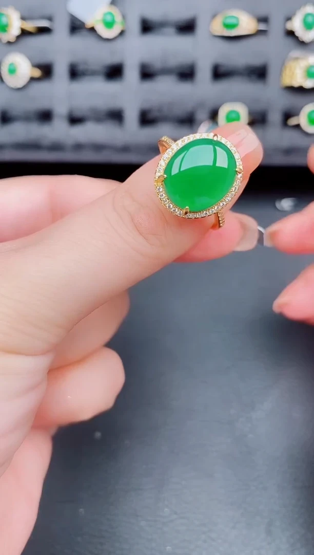 翡翠戒指银S925镶嵌天然a货翡翠145
