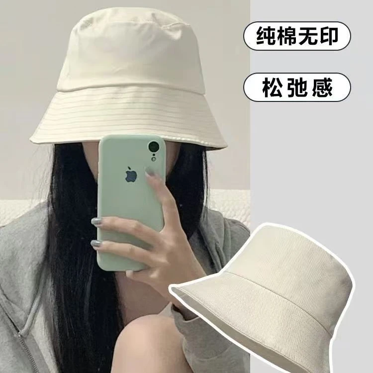大头围渔夫帽子女2025新款纯棉纯色情侣百搭盆帽出游遮脸防晒帽男