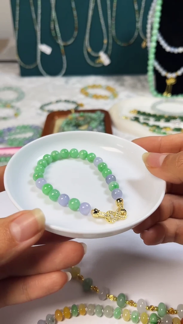 未镶嵌手链翡翠翡翠珠链少部分有瑕疵7.2