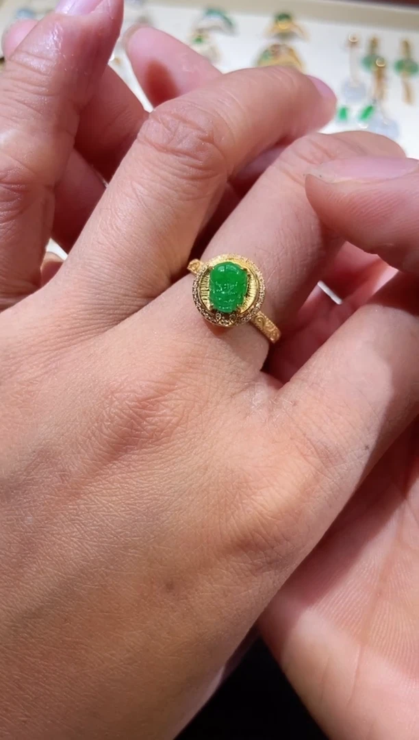 翡翠18K金镶嵌吊坠(不含链)11111111