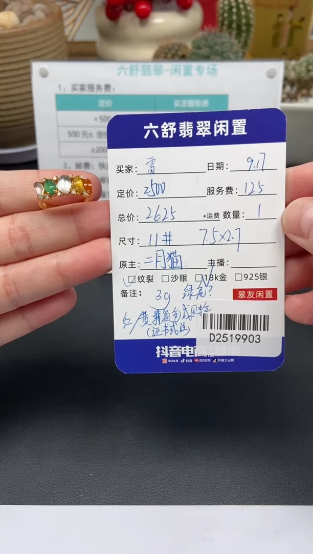 18K金镶嵌戒指翡翠雷****宝D2519903