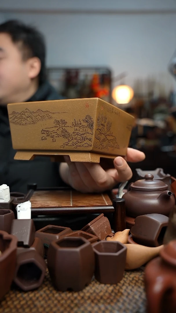 紫砂花盆甘*草長木軒精品紫砂