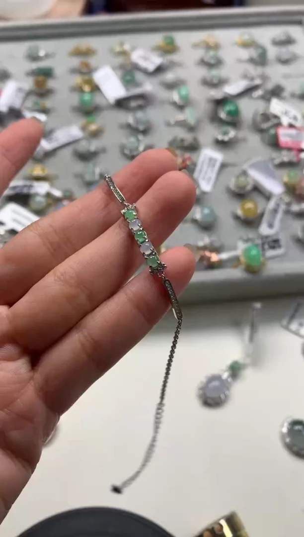 银S925镶嵌戒指翡翠手链8
