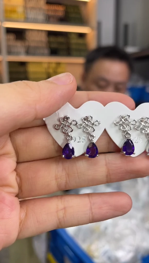 紫晶耳饰银S925镶嵌多样性发一件