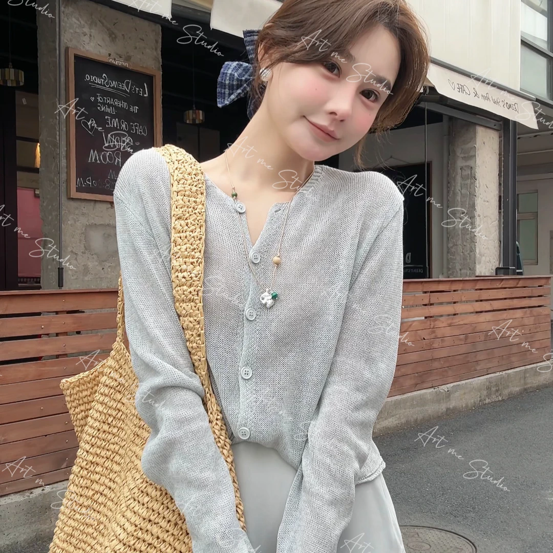 3姐【山茶亚麻冰感微透四色长袖上衣】    0406w24276