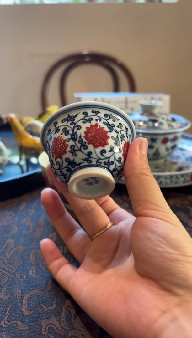 老****二闪购青花釉里红小压手