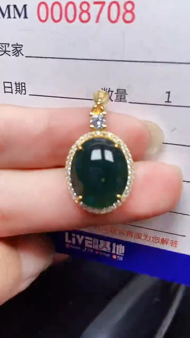 翡翠银S925镶嵌颈饰8706