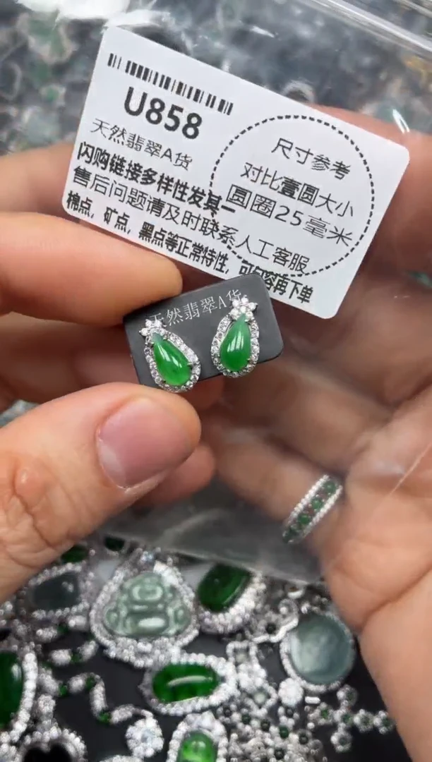 颈饰未镶嵌翡翠U858耳钉