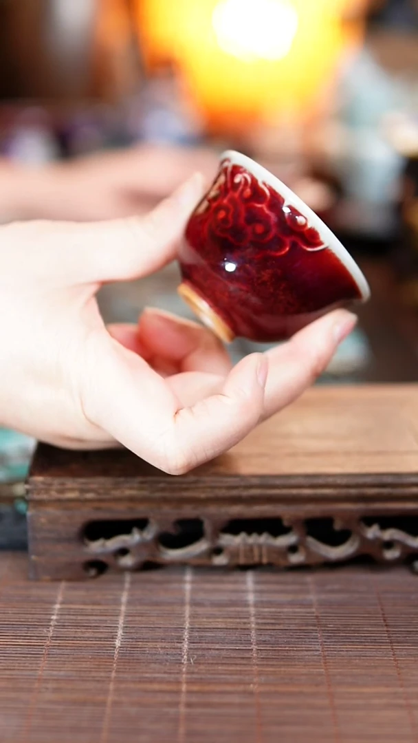祥云铃铛杯 煤烧釉