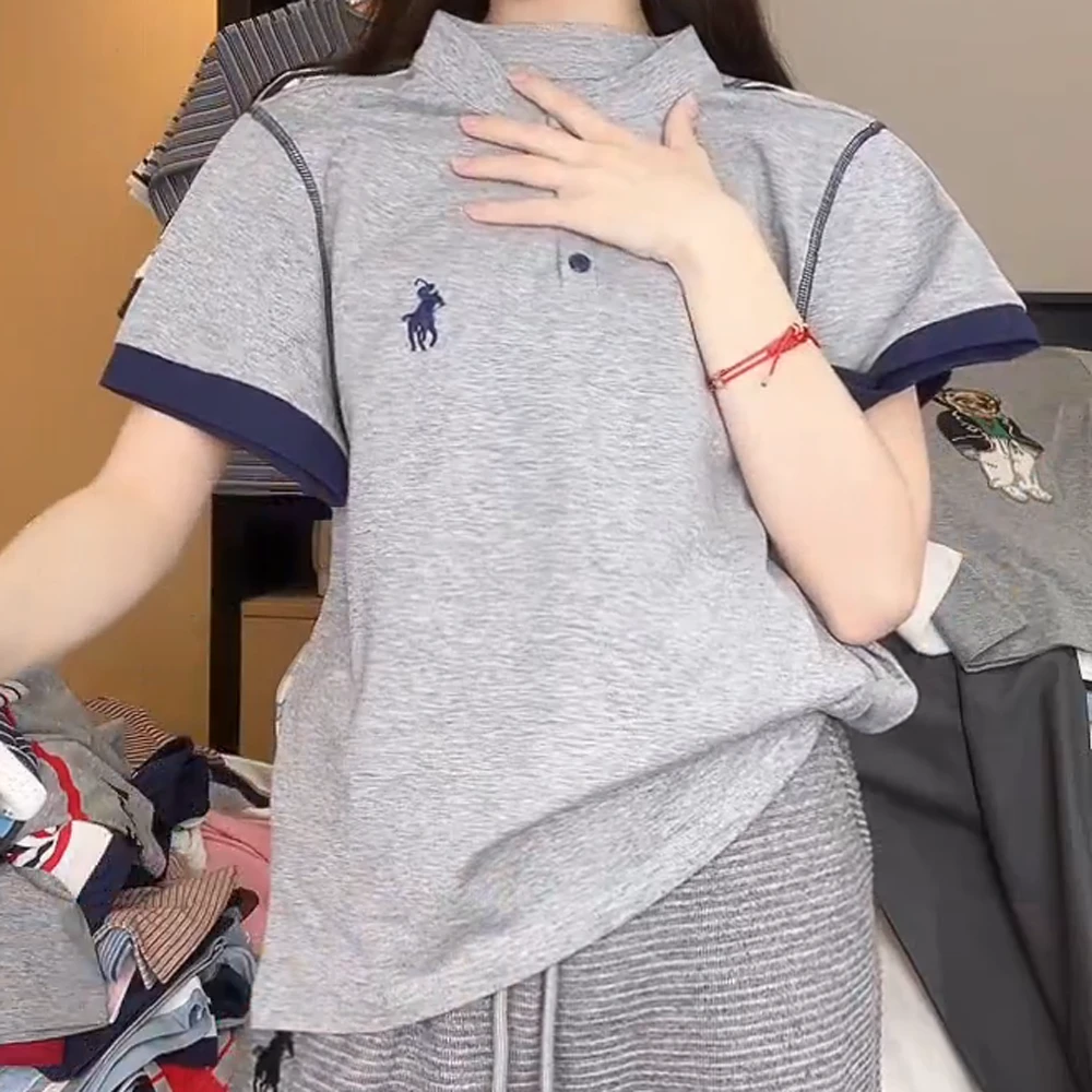 2025春夏新款百搭时尚T恤简约显瘦短袖上衣宽松灰色夏季