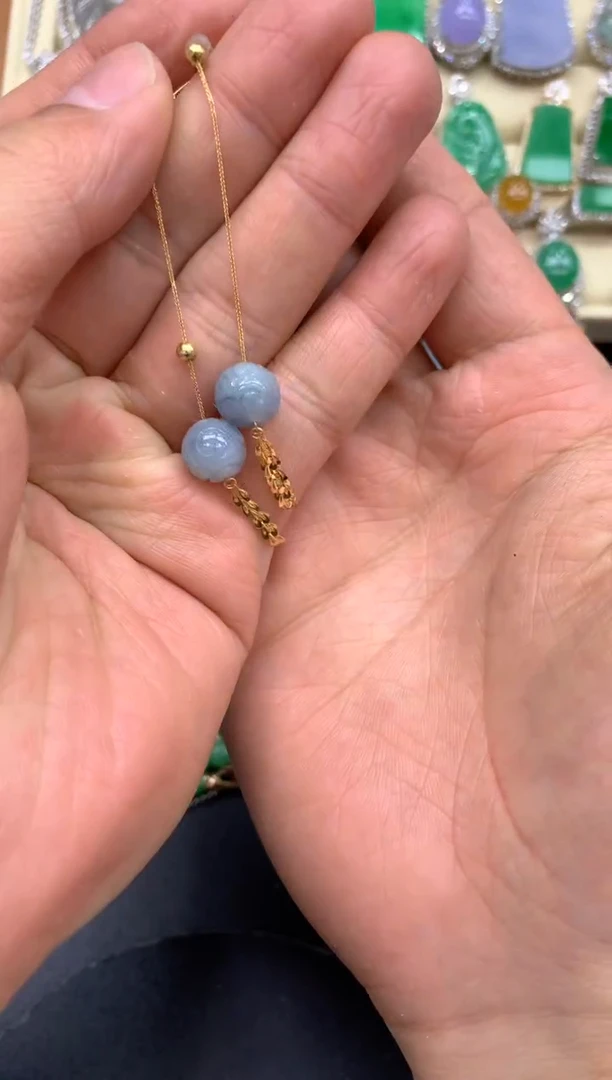 【闪购商品】翡翠耳饰18K金镶嵌476-中国好珍宝