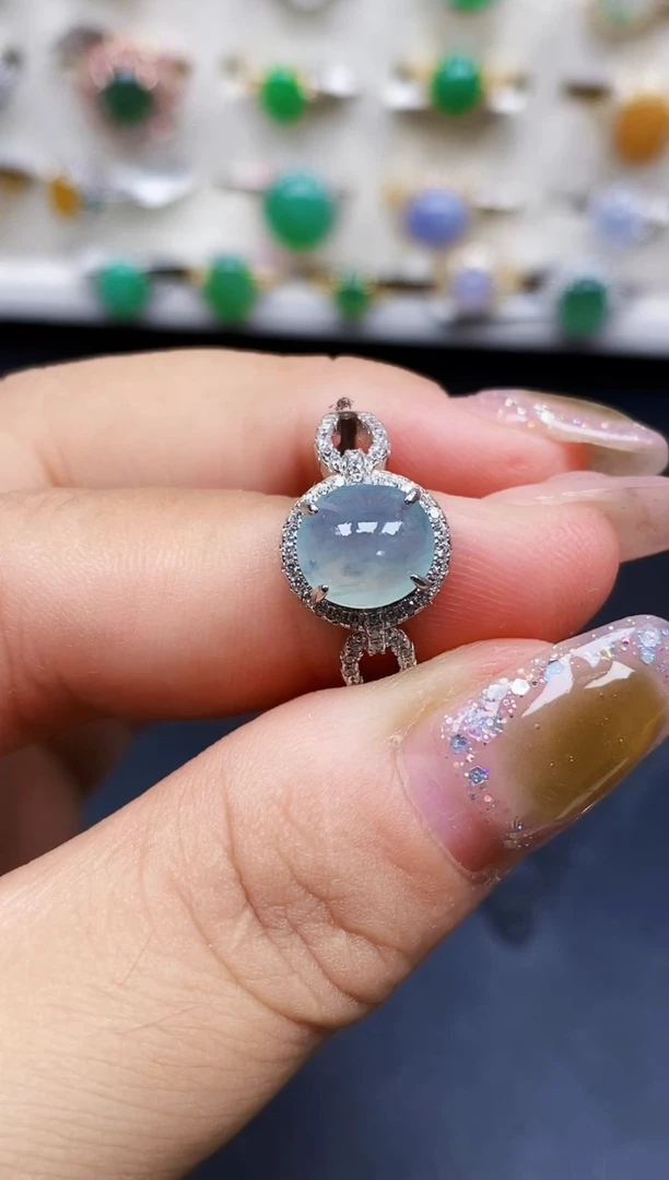 银S925镶嵌戒指翡翠9044