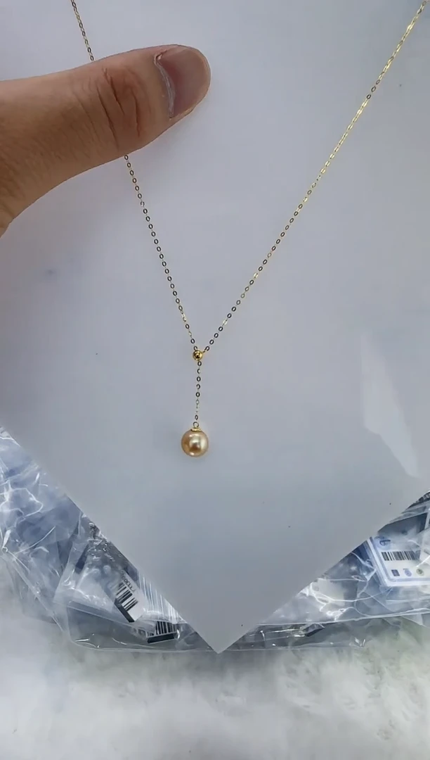 18K金镶嵌海水珍珠DA海水羽皇金Y链7-8 y163