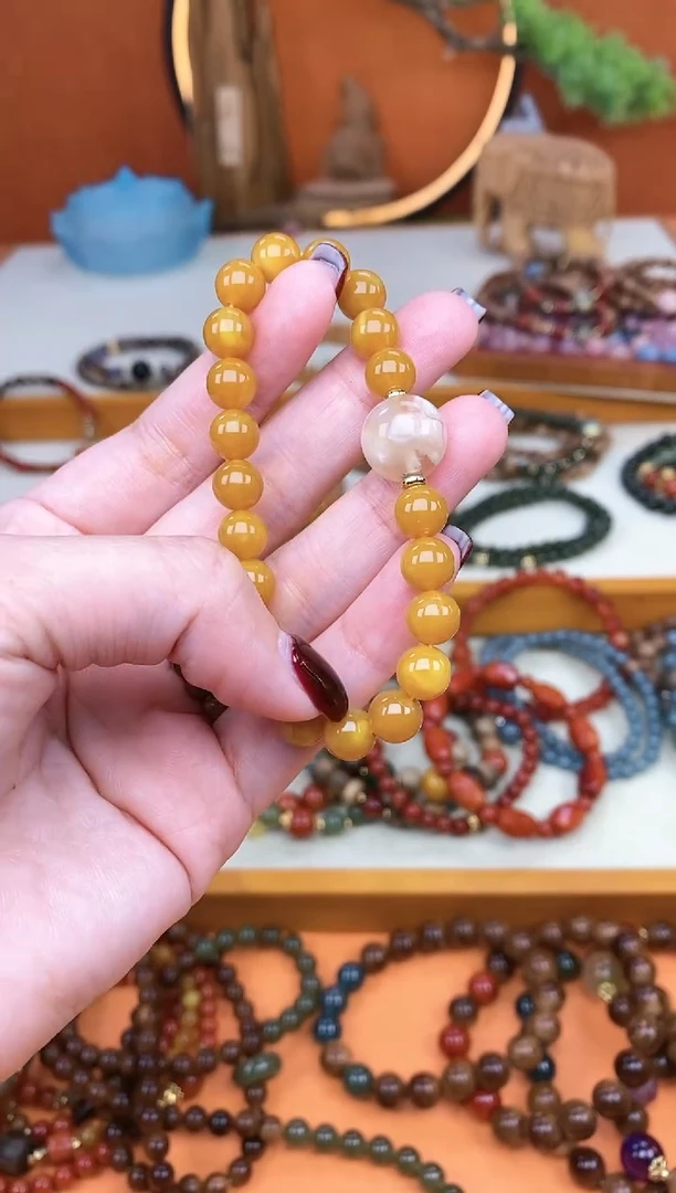 【闪购商品】蜜蜡手链未镶嵌单圈蜜蜡玛瑙手串