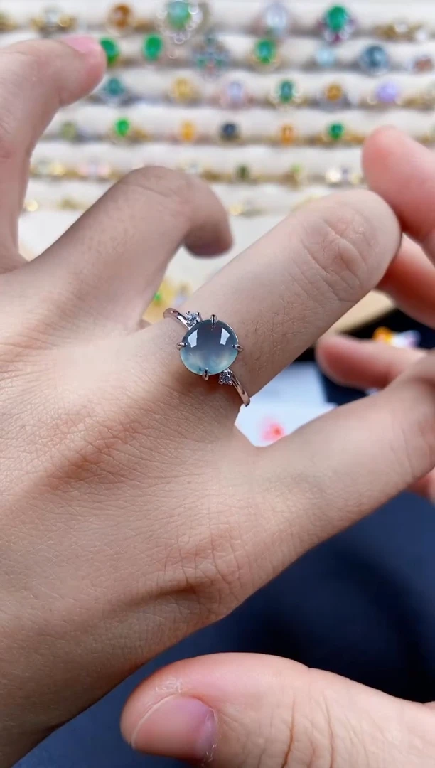 翡翠戒指银S925镶嵌546898