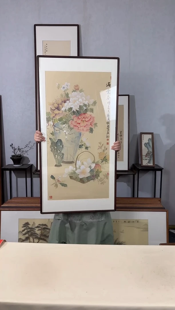 国画手绘*满堂春*62*122cm带框发货