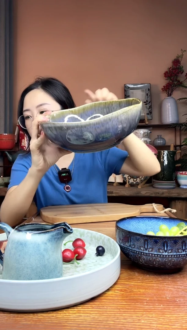 陶瓷9.5英寸云梦大汤碗 微瑕疵