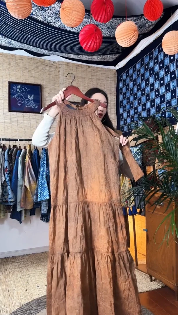 【闪购商品】设计师款柿染连衣裙201