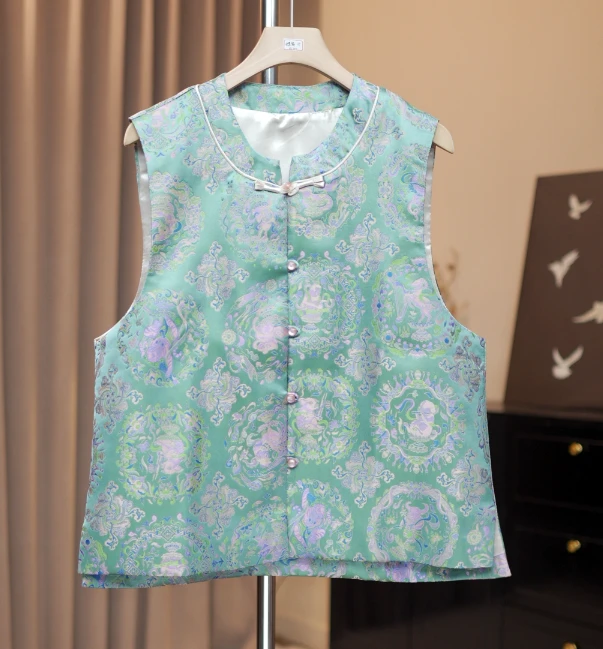 【锦瑟】新款新中式原创提花十二生肖马甲立领休闲外搭坎肩盘扣马夹