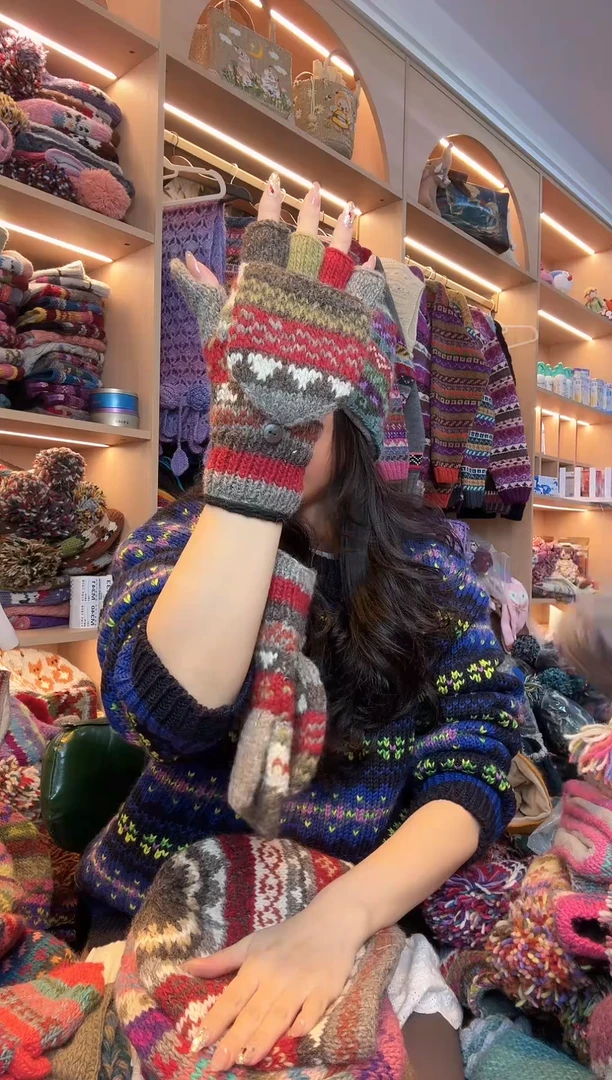 羊毛百羊毛明星同款手套