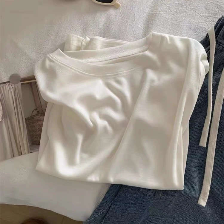 /慕斯T/莱赛尔圆领Tee！基础款百搭正肩短袖T 衣长58 胸围43 LL29