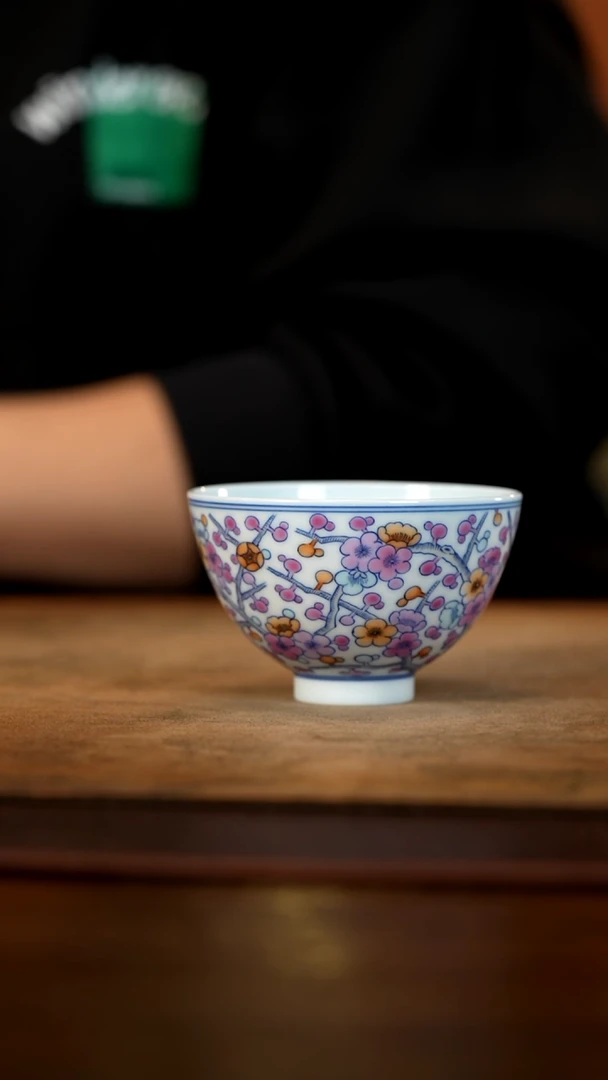 【闪购商品】善听斗彩鸡心冰梅杯