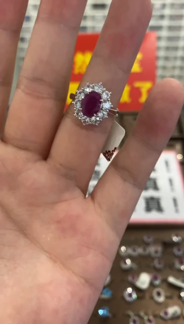 银S925镶嵌戒指红宝石1