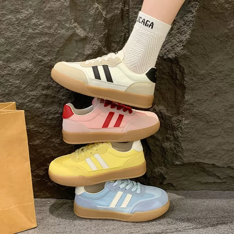 德训鞋新款百搭透气小白运动休闲阿甘厚底板鞋Q612