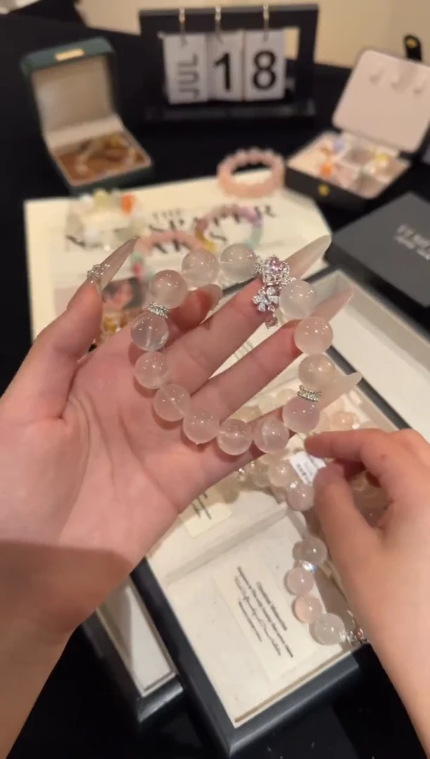 水晶手链合金粉水晶F1173