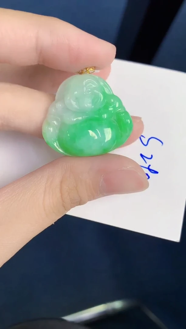 颈饰18K金镶嵌翡翠天然翡翠缅甸A货
