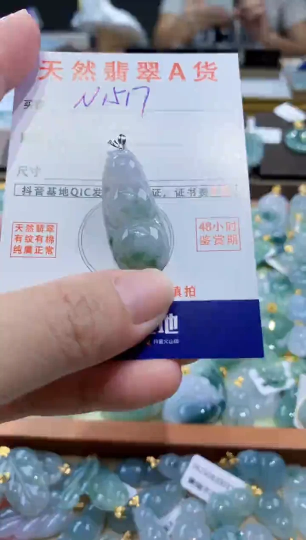颈饰18K金镶嵌翡翠天然翡翠A货挂件