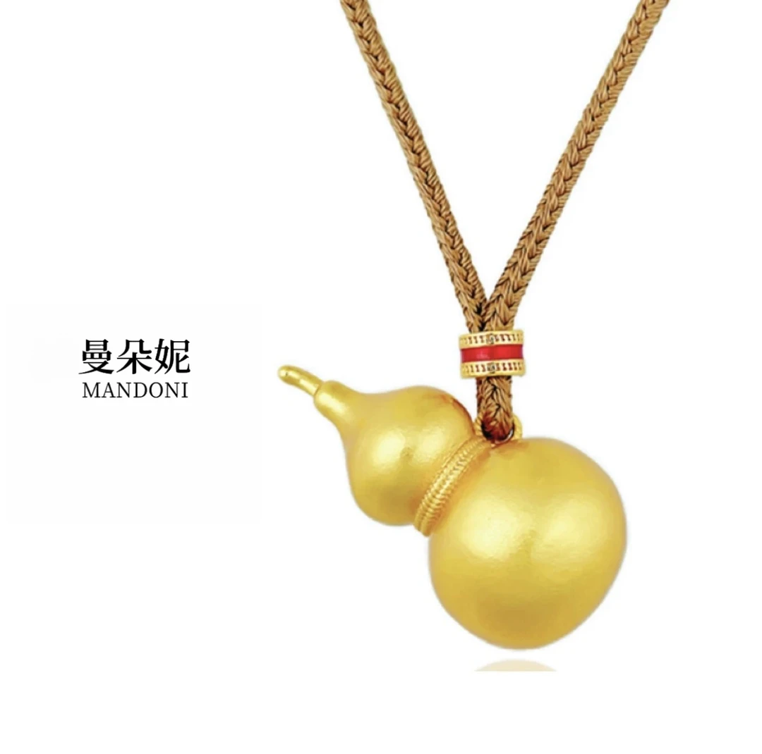 曼朵妮/MANDONI 新中式古法拉丝葫芦吊坠轻奢百搭毛衣链