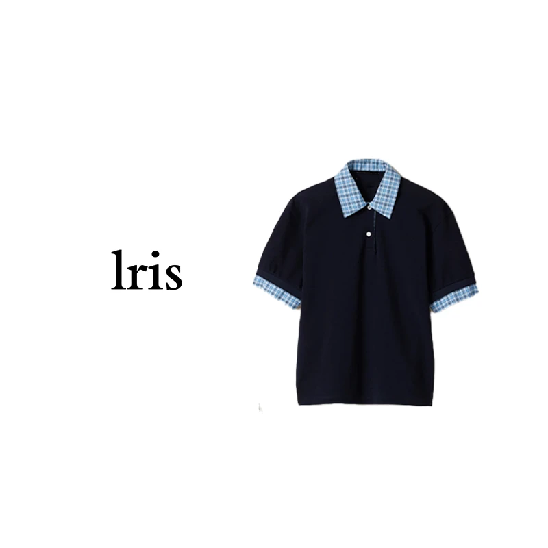 LRIS 纯色夏季polo撞色设计师修身型Polo衫短袖拼接蓝色-2292