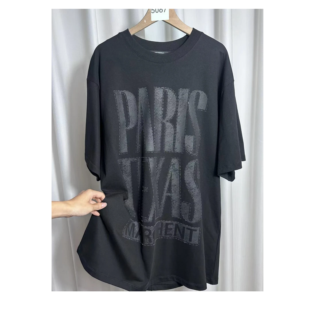 【5067】黑色字母印花短袖T恤女新款宽松时髦别致洋气小众上衣