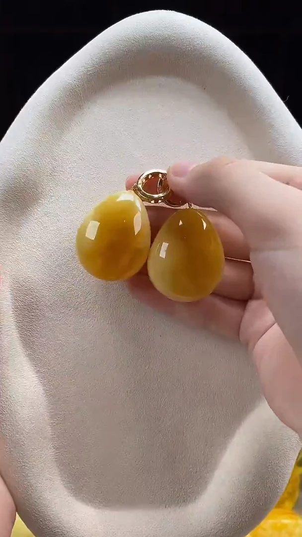 琥珀未镶嵌耳饰耳环