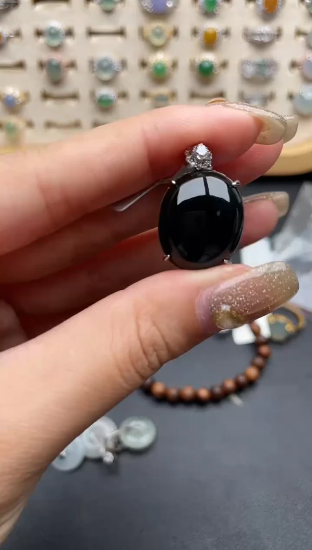 翡翠戒指银S925镶嵌一物一证一礼盒