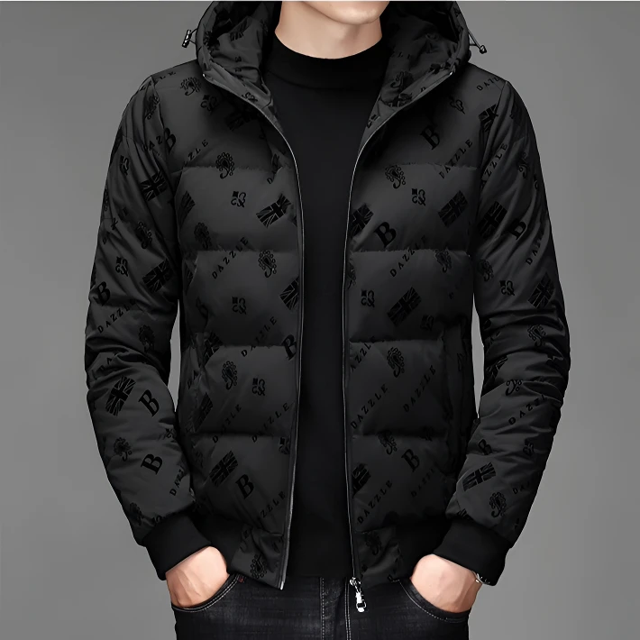 时尚连帽新款休闲羽绒服冬季加厚保暖潮牌爆款冬装高端潮流男外套