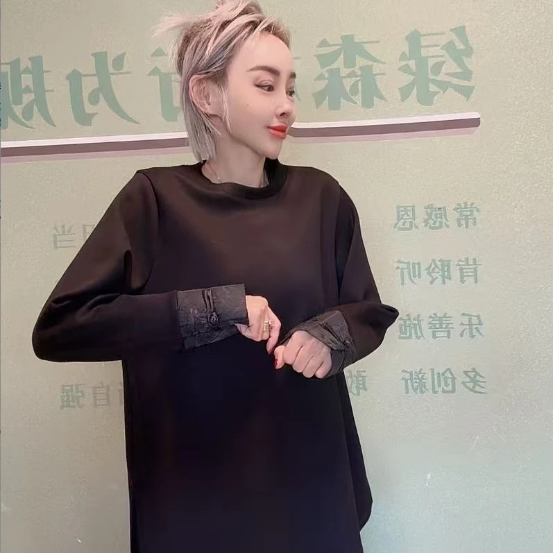 百搭款6159黑色国风袖卫衣（卡码拍小）