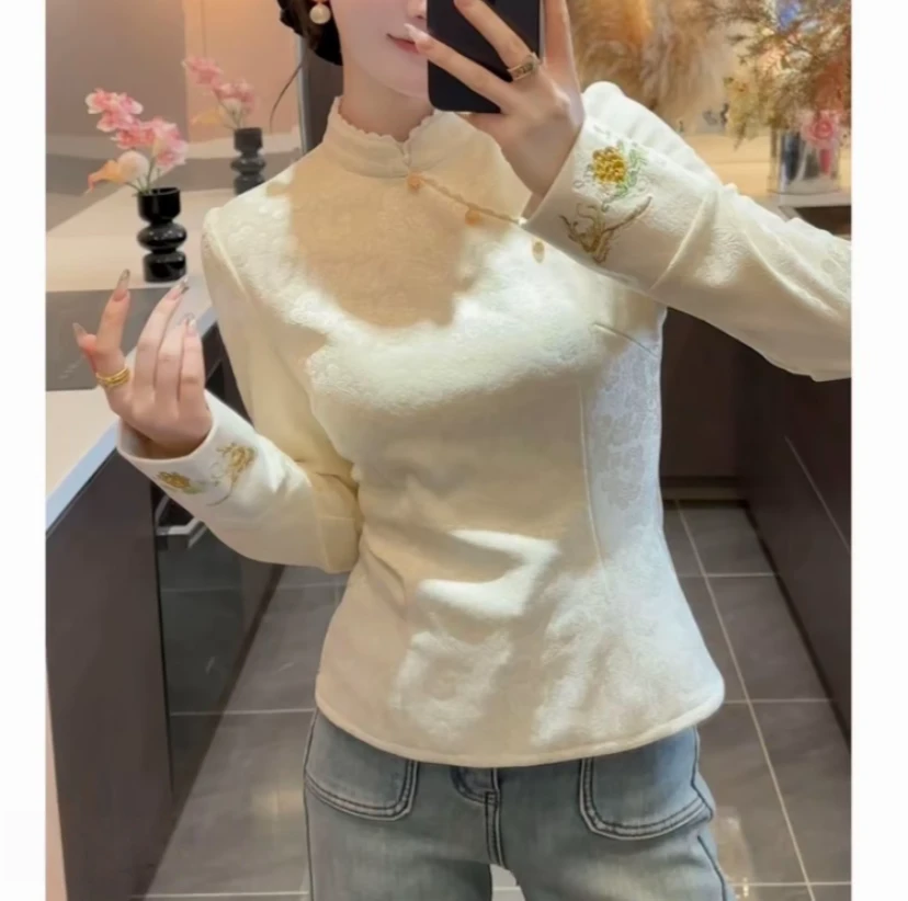 【加绒加厚+运费险】2025秋冬新中式刺绣提花上衣JJQ5SY6332