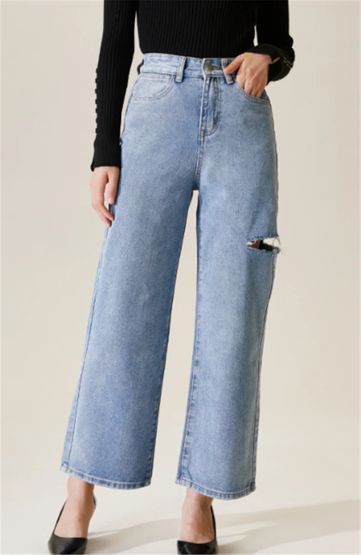 薄款极简风春季常规无弹力牛仔裤女装蓝色傣族风格2025女宝女童