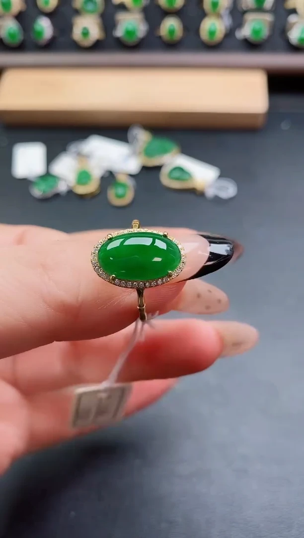 银S925镶嵌戒指翡翠1