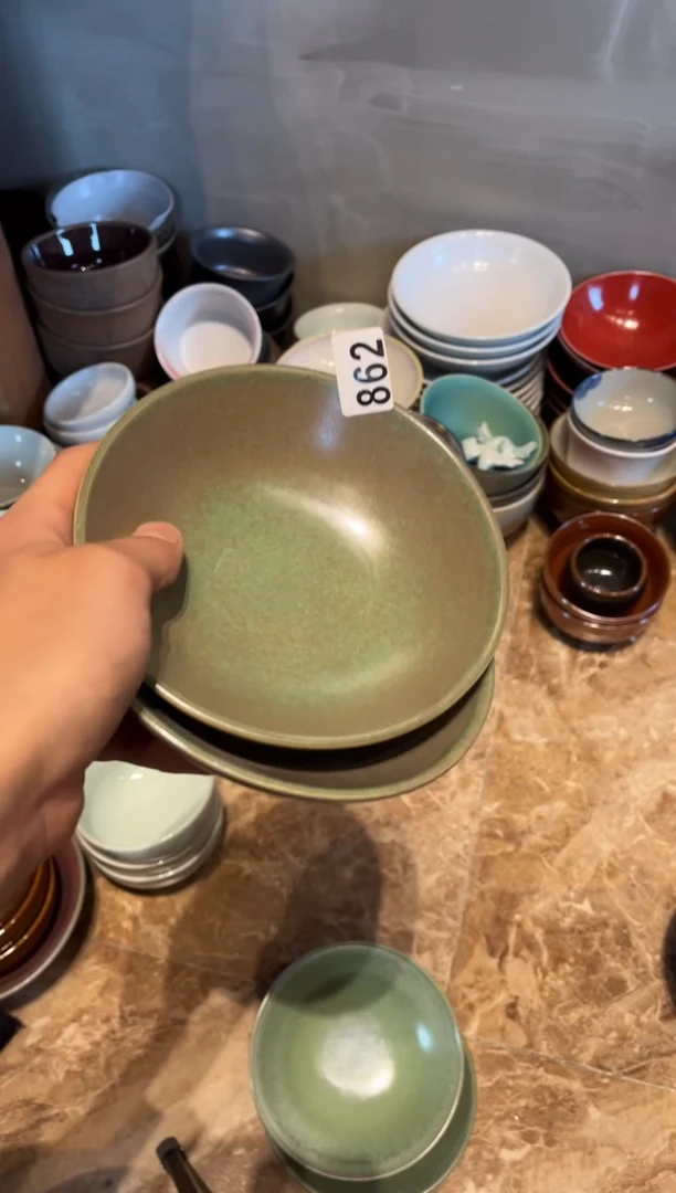 【闪购商品】瓷片862，2只窑变绿酒碗