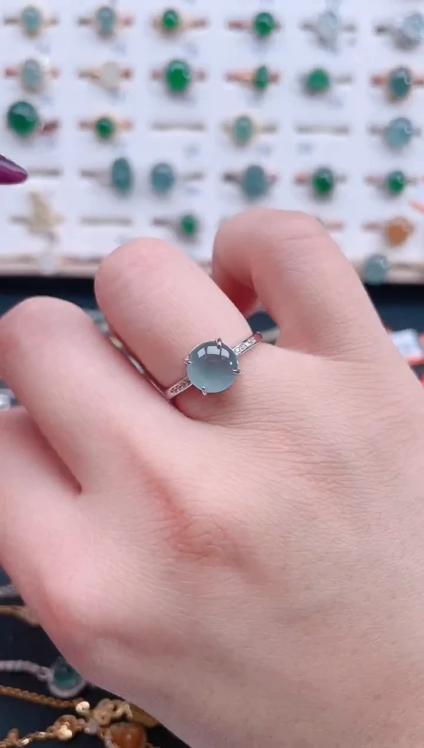 银S925镶嵌戒指翡翠天然翡翠